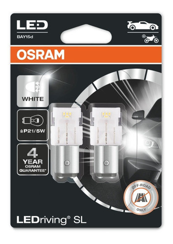 Lampara Posicion Y Freno Led 2 Polos Osram P21/5w 2un 6000k 0