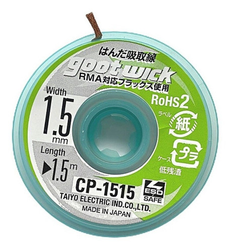 Malla Desoldante Cobre Goot Japon C-flux 1.5mm Ancho 1.5mts 0