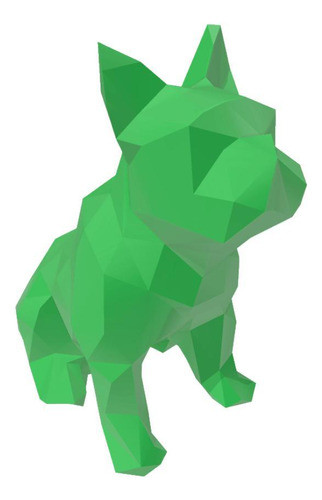 Bulldog Francês Sentado Pet Low Poly Geométrico Decoração 3d 0