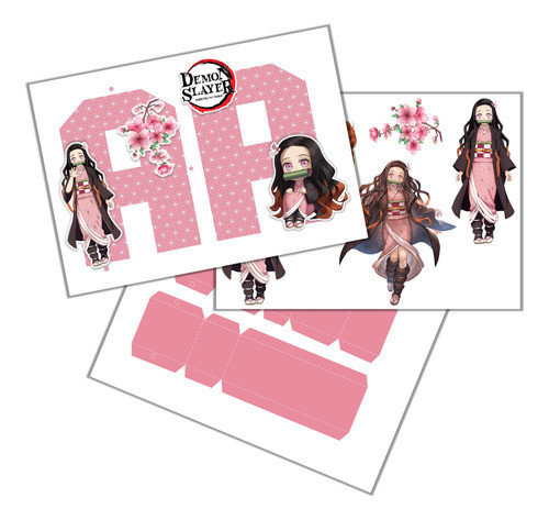 Kit Imprimible Nezuko Kamado Anime Letras 3d Editable 0