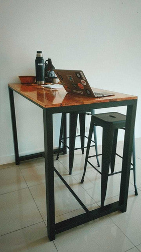 Barra Desayunador En Hierro Y Madera Eucalipto . 1