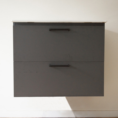 Mueble De Baño Suspendido Mdf 18mm 80cm Gris Grafito 1