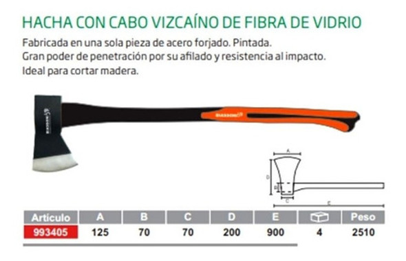 Hacha Tumba - C/cabo Fibra Vidrio | Biassoni 1