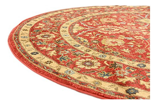 Unique Loom Edinburgh Collection Alfombra Redonda Roja Orien 1