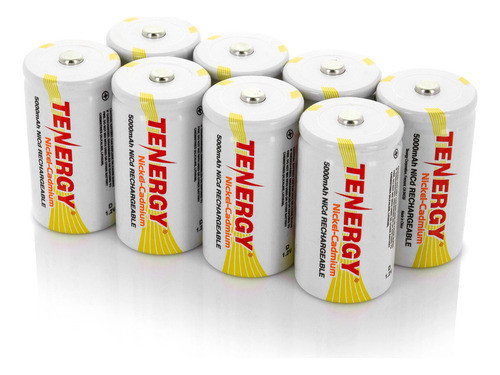 Combo: 8pcs Tenergy D Tamaño 5000 Mah Boton De Arriba Pilas 0
