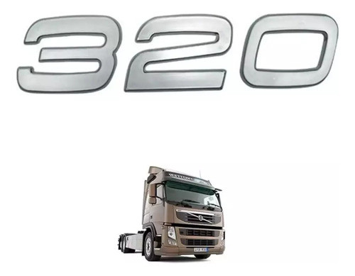 Emblema Lateral 320 Cromado Para Volvo Fm 320 2004 Ate 2009 0
