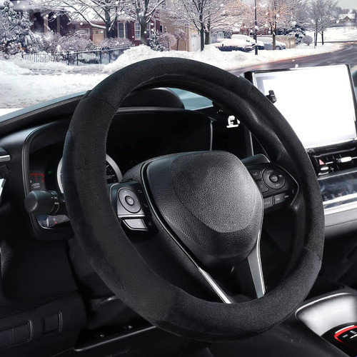 Red Plush Winter Auto Cubierta Volante Coche Universal 112.7 1