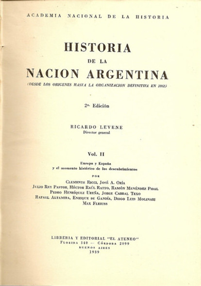 Historia De La Nacion Argentina Volumen 2 Levene Ateneo 0