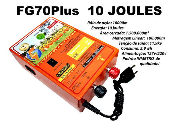 Eletrificador  Fg70plus 150 Hectares 110/220v 10 Joules 1