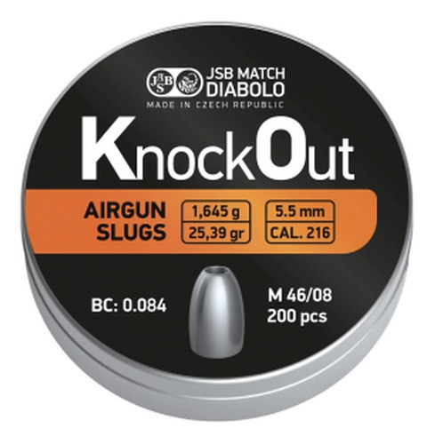 Balines Jsb Knock Out Slugs Calibre 5,5 25,39gr Lata X200. 1