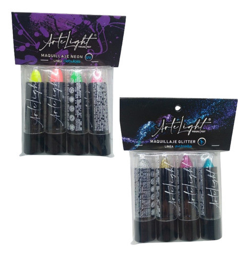 Kit Para Maquillaje Neon O Glitter Barra Vs Colores Labial 0