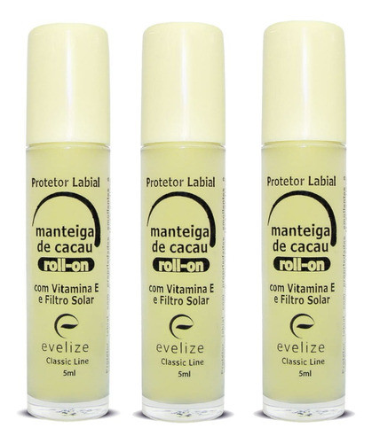 Manteiga De Cacau Liquida Tipo Roll-on Com 3x5ml Und Evelize 0