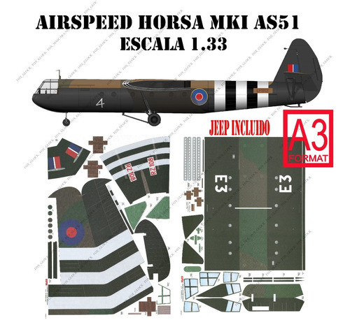 Airspeed As51 Horsa Mk1 Escala 1.33 Papercraft 0