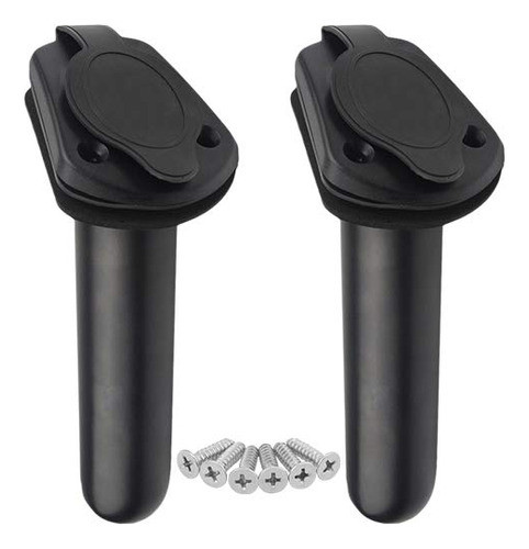 2 Pc Plástico Al Ras Montaje Caña Barco Soporte Y Tapa Cubre 0