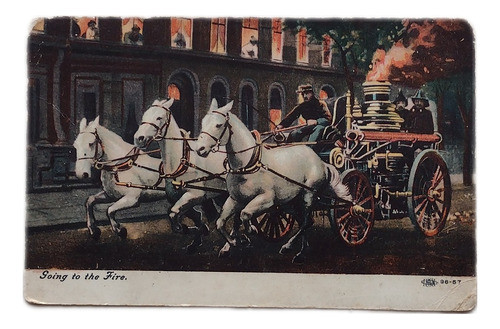 Antigua Postal Carruaje De Bomberos Año 1912 0