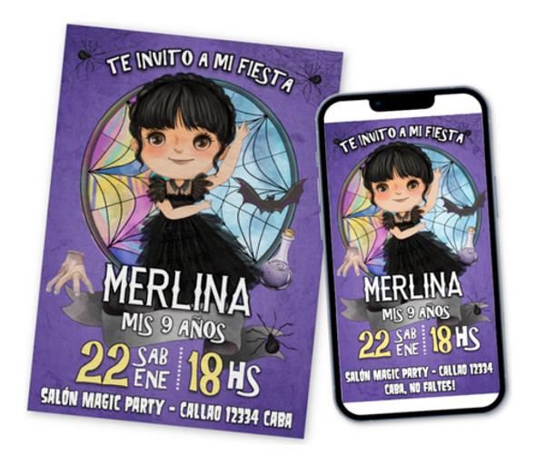 Kit Imprimible Merlina Adams Clipart Editable Power Point 0