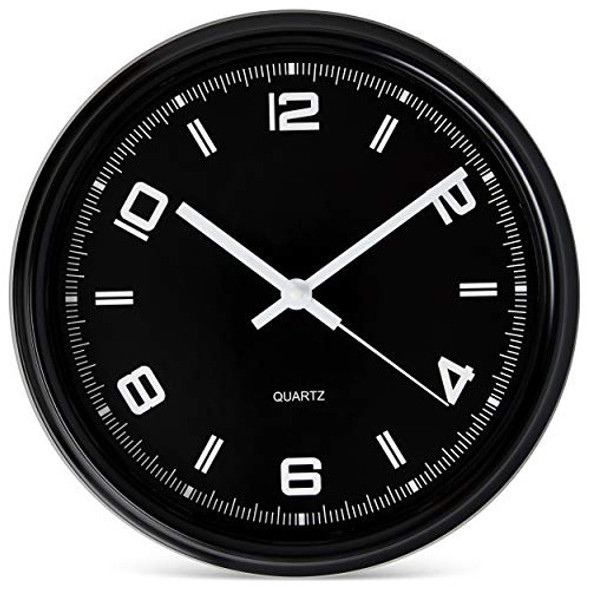 Bernhard Products Reloj De Pared Negro Silencioso Sin Tictac 0