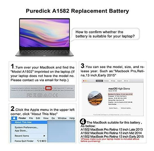 Bateria De Repuesto Para Laptop Retina A1502 1