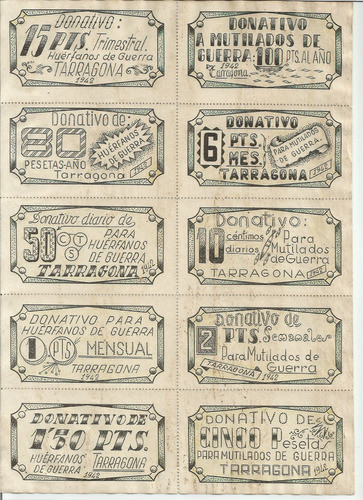 Cupons Racionamento - Espanha _ 2a. Guerra Mundial _ Tipo 7 1
