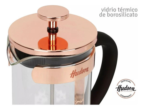 Cafetera Embolo Hudson Vidrio Acero 600ml Cobre 1