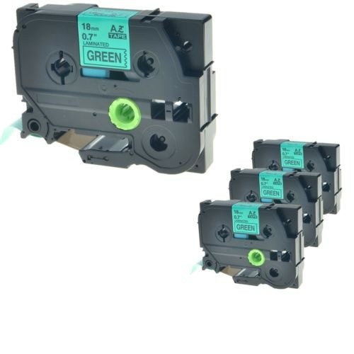 4pk De Negro En La Cinta De Sello Verde 18mm Para Pt300 De P 0