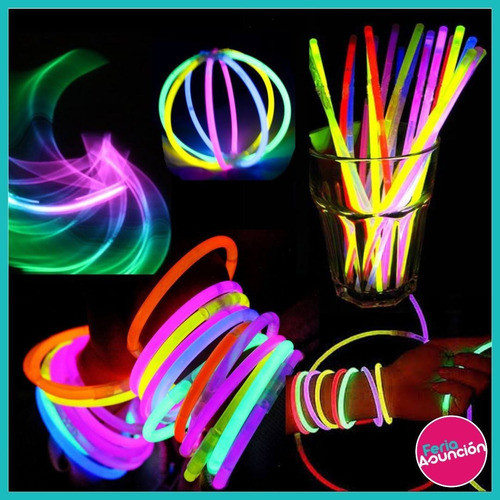 Pulseras Flúo Pack De 100 Unidades Luminosas Colores Neón 1