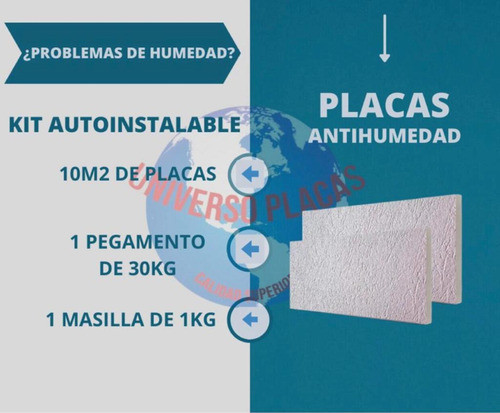 10 M2 De Placas Antihumedad + Pegamento+sellador+instructivo 1