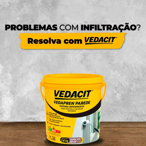Tinta Impermeabilizante Vedapren Parede Branco 3,6kg 1