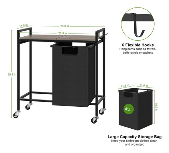 Cesto De Lavanderia Con 2 Bolsas Clasificadoras De Ropa Con 1