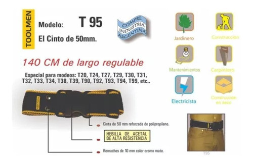 Cinturón Toolmen T95 Para Portaherramientas 1