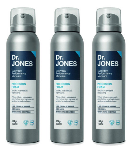 Kit 3 Espumas De Barbear Precision Foam Dr Jones 160ml 0
