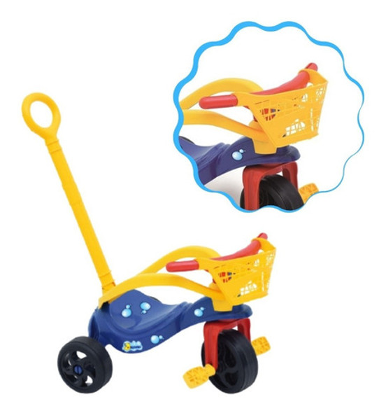 Triciclo Infantil Peixinho Com Empurrador Proteção/ Cestinha 1
