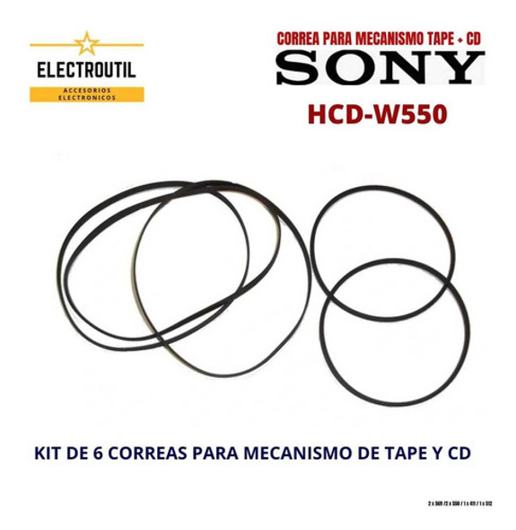 Correas Para Mecanismo De Caseteras Y Cds Sony Hcd - W 550 0