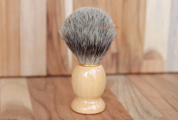 Pincel De Barba Cerda De Texugo Cabo Madeira Clara Barbearia 1