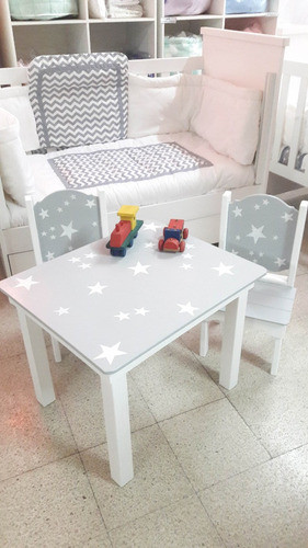 Juego Mesa Y Sillas Infantil Laqueado- Madera Maciza-nordico 0