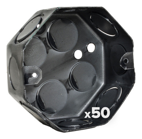 Caja Luz Embutir Octogonal Chica Negra Chapa Ag 8x8cm X50 1