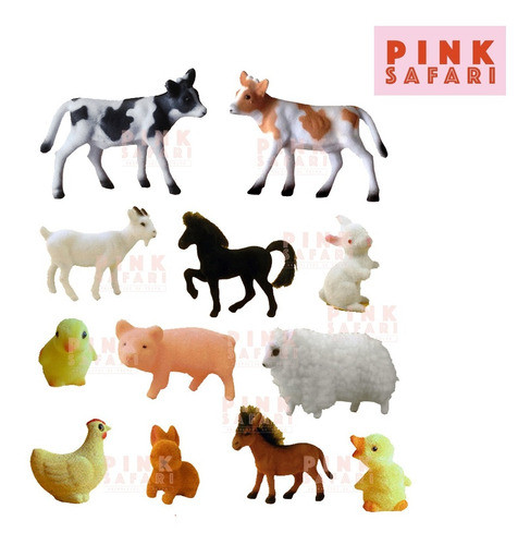 12 Animales De Granja Pack Felpa Deco Cumpleaños Cake Topper 0