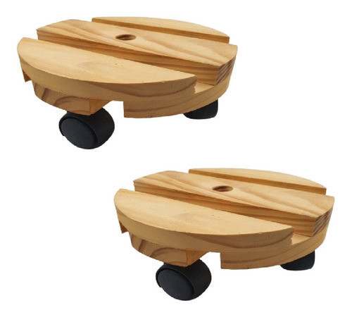2 Suportes P/ Vaso De Planta Com Rodinhas 35cm Redondo 0