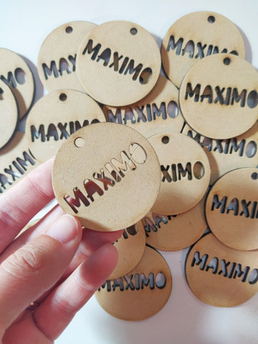 10 Círculos Con Nombre Fibrofácil 5cm Colgar Souvenirs 1