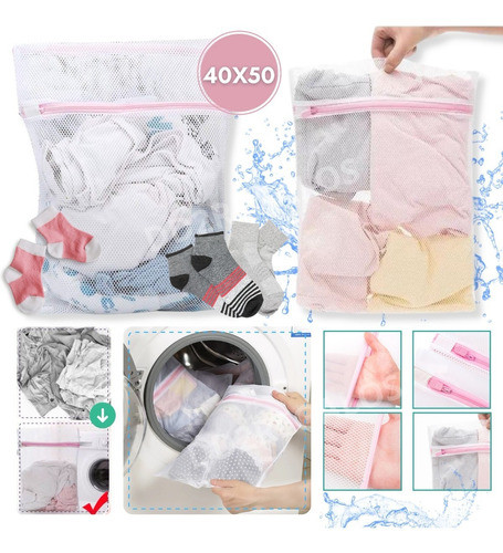 Bolsas X6 Red Para Ropa Lavarropa Valija Con Cierre 40x 50cm 1