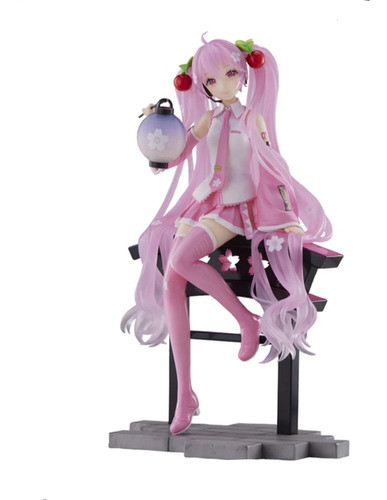Hatsune Miku Sakura Figura Original 22cm Lamparita Con Luz 0