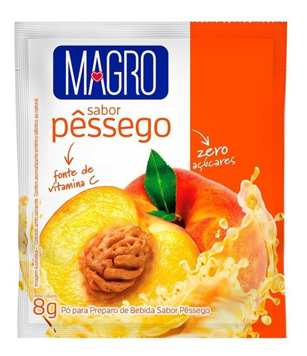 Refresco Em Pó Magro Pessego 8gr - Kit Com 30 Envelopes 0