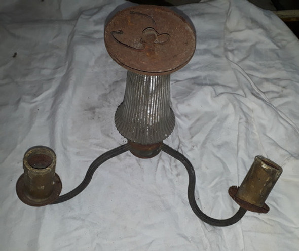 Araña Antigua Vidrio Metal 1