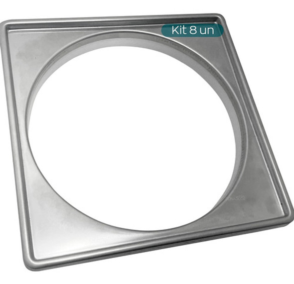 8 Porta Grelha Caixilho Inox Quadrado 15x15 Pra Ralo Grelha 0