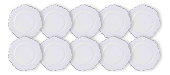 Kit 10 Un Sousplat De Chá Branco Com Prata  25cm Rafimex 0 Kit 10 Un Sousplat De Chá Branco Com Prata  25cm Rafimex 0