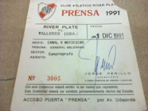 Pase De Prensa - River - Talleres 1991 0