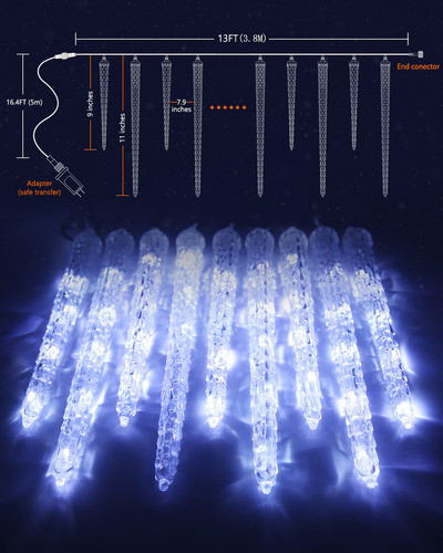 Flacchi 20 Tubos Blancos, 90 Luces Led De Carmbanos Para Ext 1
