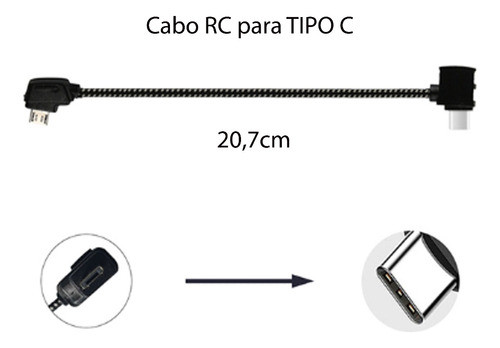 Cabo Rc Para Tipo C Controles Drone Dji Spark Mavic Air Pro 1