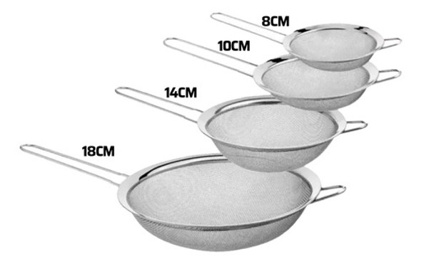Kit Com 4 Peneiras Coador Inox Utensílios Cozinha 1 Kit Com 4 Peneiras Coador Inox Utensílios Cozinha 1
