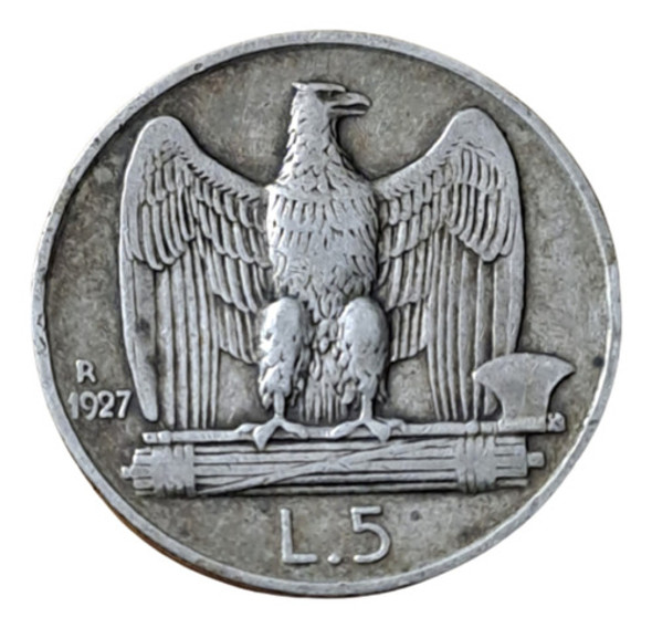 Italia Moneda 5 Liras 1927. Vittorio Emanuele Lll. Plata 0 Italia Moneda 5 Liras 1927. Vittorio Emanuele Lll. Plata 0